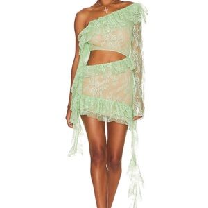 Lace Mini Dress in Pale Green